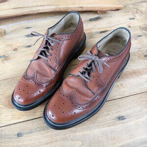 Vintage Sears Brown Leather Men's Oxfords Wing Tips Wingtips Dress Shoes Size 8D